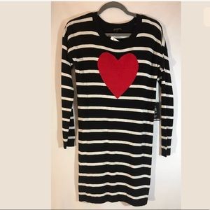 EXPRESS Stripe heart Long Sleeve Sweater Dress NWT